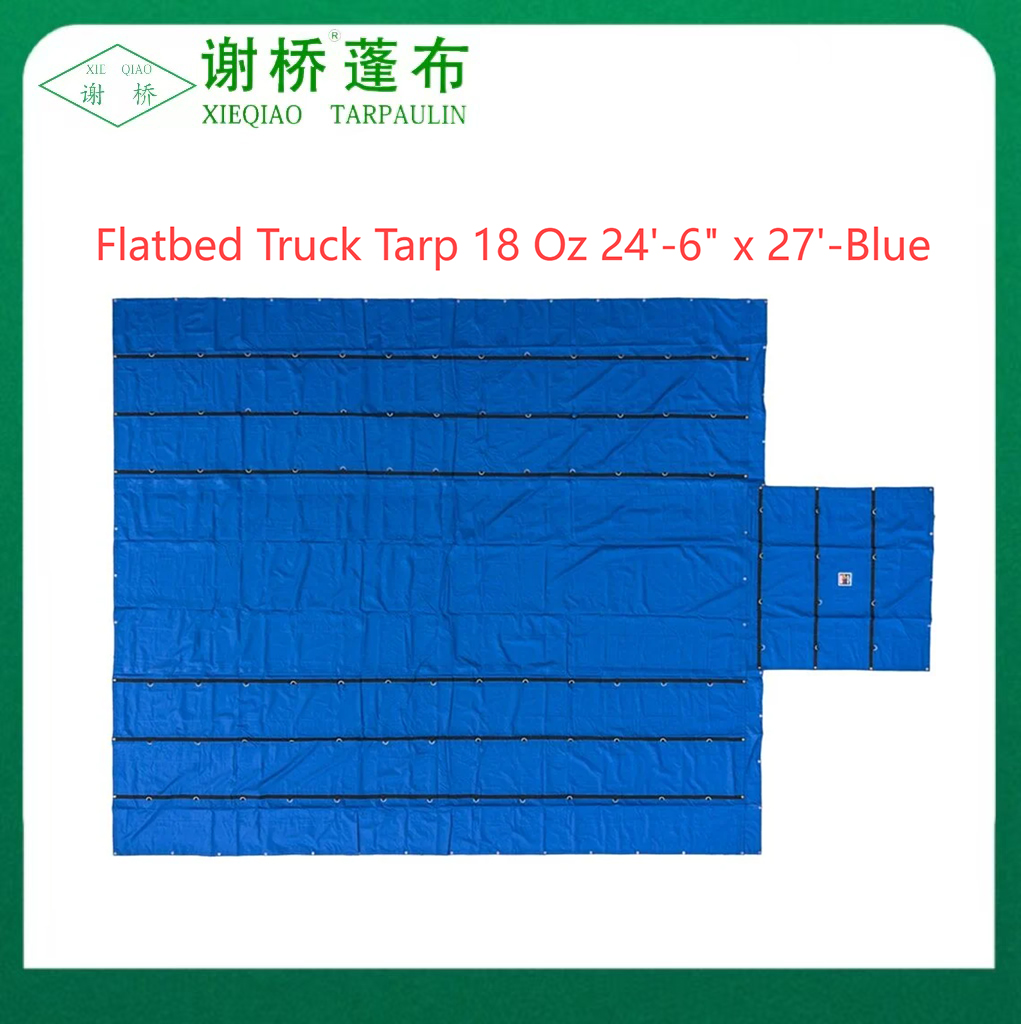 Tarp per camion piatto da 18 once 24 "-6" "x27" (8 "caduta) -BLUE