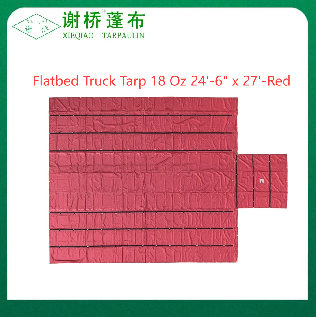 Tarp per camion piatto da 18 once 24 "-6" "x27" (8 "caduta) -red